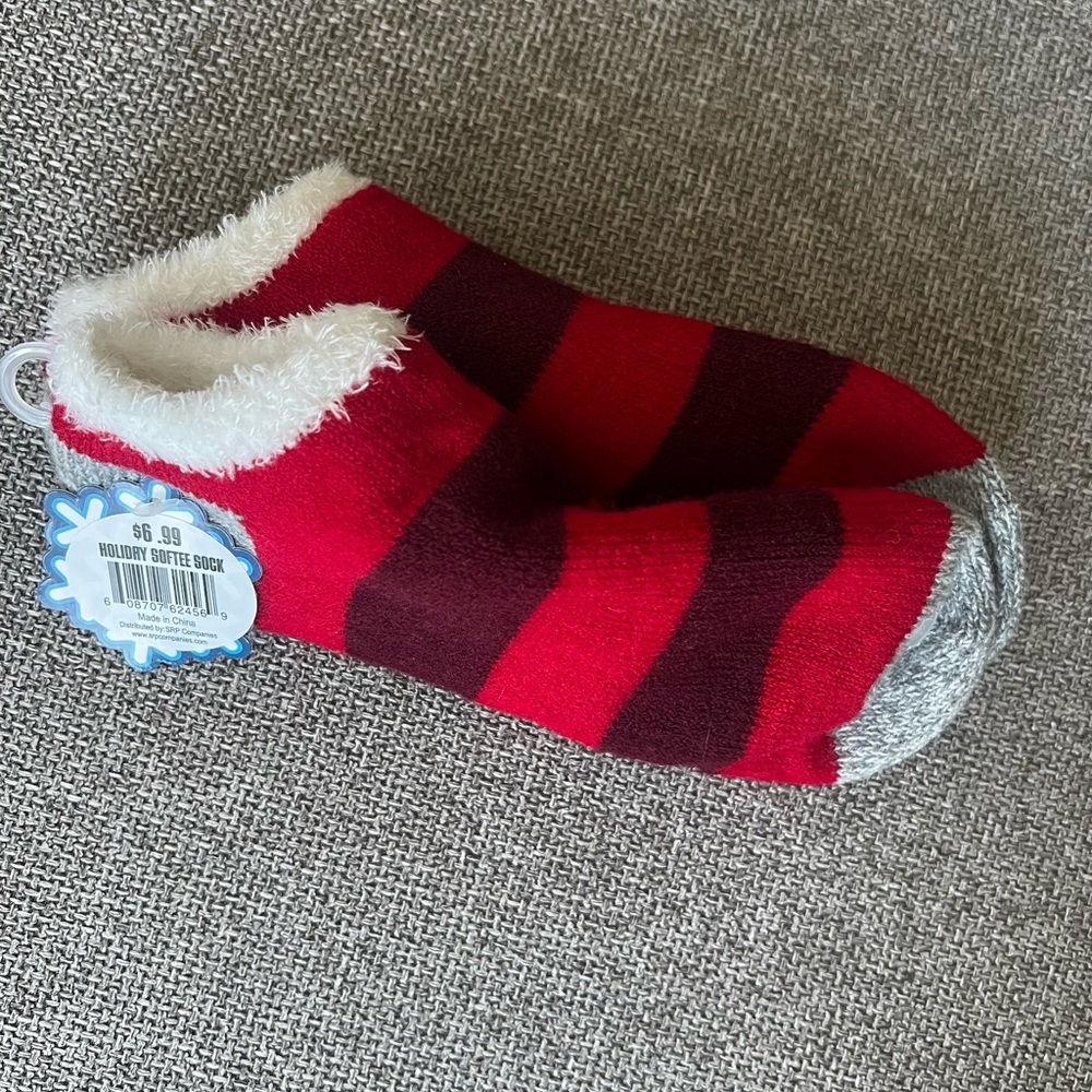 Cozy Holiday Red Striped Socks